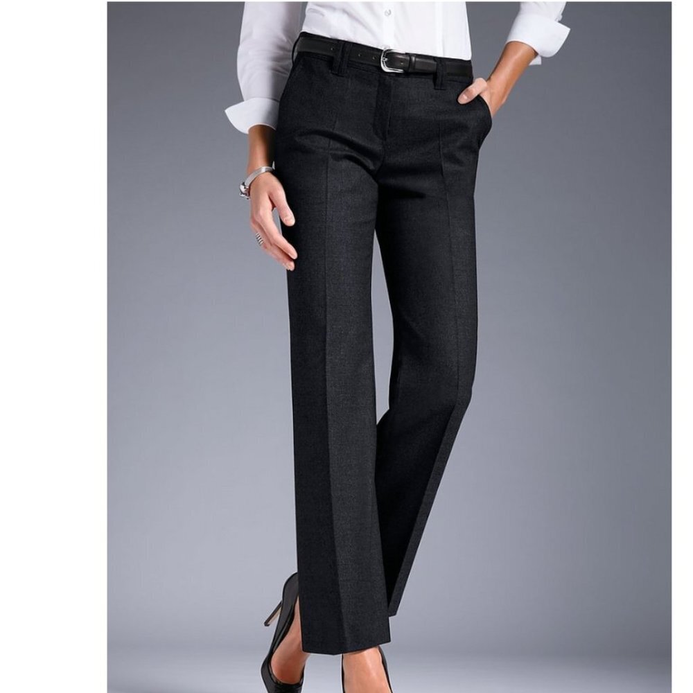 Brax Feel Good Cindy Black Straight Leg Trousers Size 6